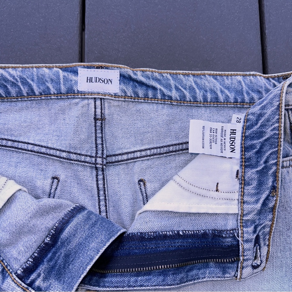 Hudson Jeans Vivid Distressed Light Denim Mini Skirt, Size 28, NWT - Picture 6 of 7